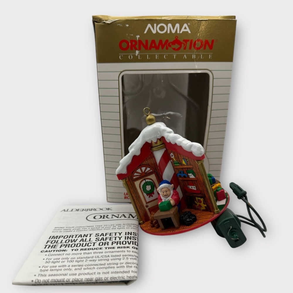NOMA Ornamotion Rotating Christmas Ornament with motor 1994 Santa & Elves